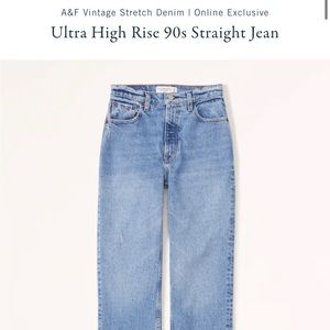 Abercrombie & Fitch 90’s Slim Straight Ultra High Rise Jeans Curve Love NWT